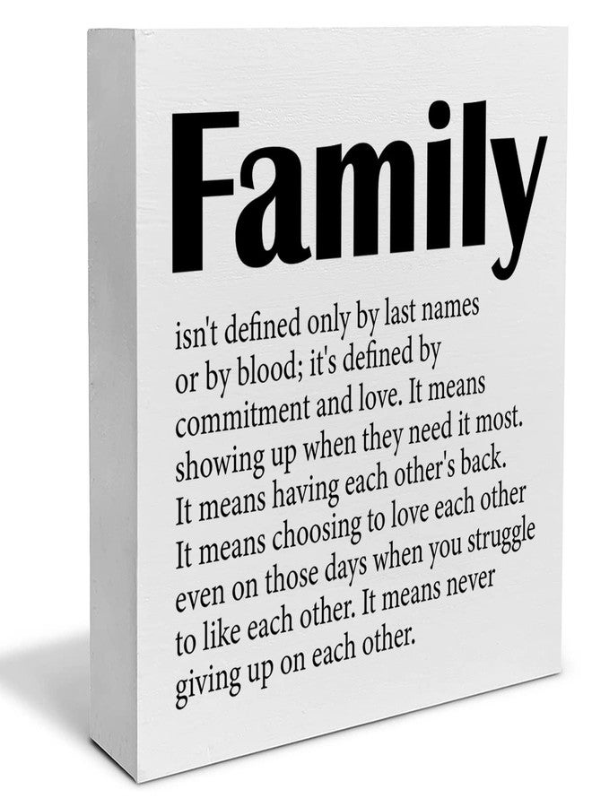 PIXCEOS Family Quote Decorative Wooden Box Sign Family isn't Defined Wood Block Plaque Decor Rustic Shelf or Wall Display for Home Living Room Bedroom - Image 1